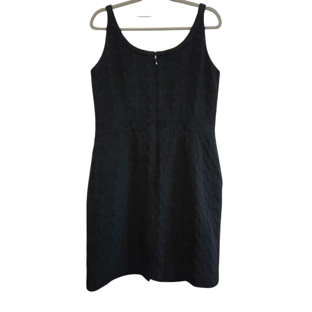 Dana Buchman Designer Y2K Black Jacquard Sleeveless Scoop Neck Sheath Dress L‎